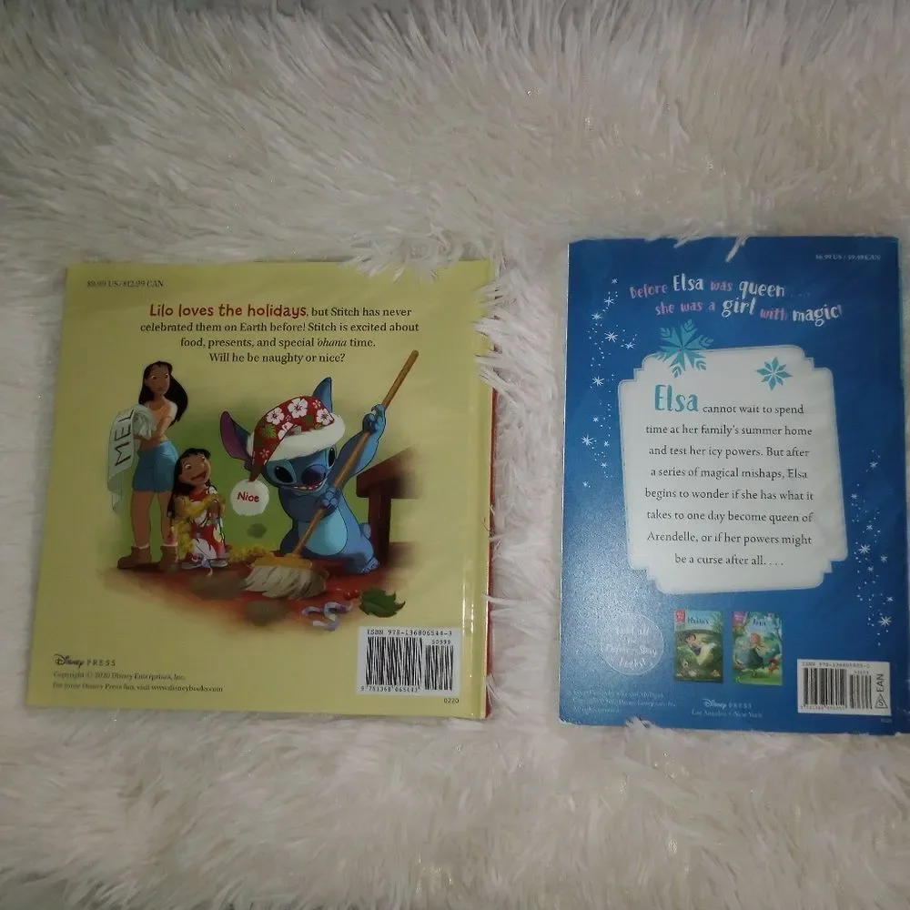 📚Disney Kid's Holiday Books - Elsa's Icy Rescue & Holiday Mischief w/Stitch
